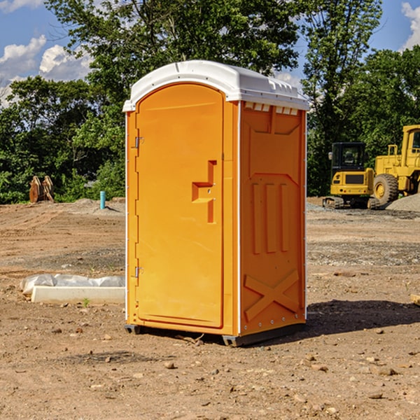 how often are the portable restrooms cleaned and serviced during a rental period in North Randall